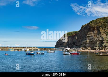 Scenic photo of the little town Staithes by the sea Stock Photo