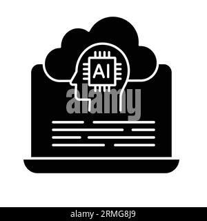 Cloud Computing with AI Icon - Illustrates the concept of cloud computing and artificial intelligence. Stock Vector