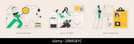 Dental care service abstract concept vector illustrations. Stock Vector