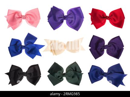 Bright colored ribbons bows set isolated on white background Stock ...