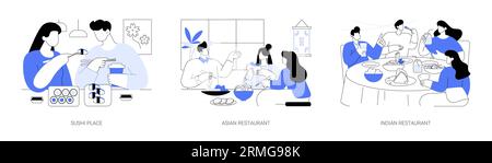 Asian cuisine isolated cartoon vector illustrations se Stock Vector