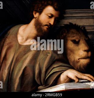Saint Mark the Evangelist by Il Pordenone (Giovanni Antonio de’ Sacchis: c. 1484-1539), oil on wood, c. 1535 Stock Photo