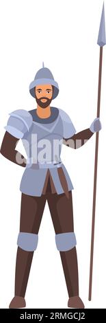 Medieval soldier warrior. Medieval army people, ancient soldier cartoon vector illustration Stock Vector