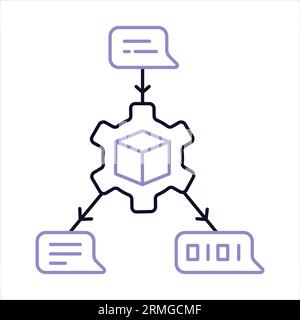 Vector Icon for Large Language Model: Advanced Text Generation AI. Vector Editable Stroke Icon. Stock Vector
