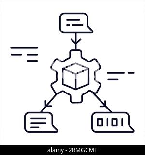 Vector Icon for Large Language Model: Advanced Text Generation AI. Vector Editable Stroke Icon. Stock Vector