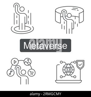 Metaverse Icon - Metaverse Symbol - Virtual Reality Icon - Augmented Reality Icon - Future Technology Icon - Web 3.0 Icon - Blockchain Icon - Cryptocu Stock Vector