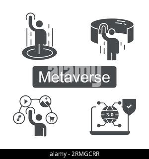 Metaverse Icon - Metaverse Symbol - Virtual Reality Icon - Augmented Reality Icon - Future Technology Icon - Web 3.0 Icon - Blockchain Icon - Cryptocu Stock Vector