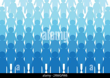 crowd paper cut people standing in a rows- vector illustration Stock Vector