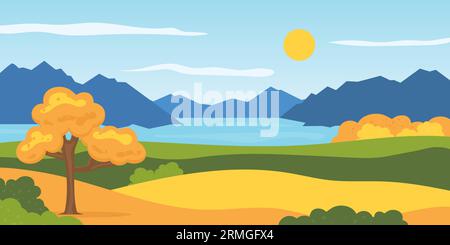 autumn mountain landscape-  vector illustration Stock Vector