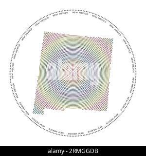 New Mexico, United States digital dotted map. Shape of the state in ...