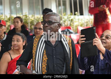 London, UK. August 28th, 2023. Rudolph Walker is a British actor who has been attending The Notting Hill Carnival 2023 for many years. Credit: See Li/Picture Capital/Alamy Live News Stock Photo