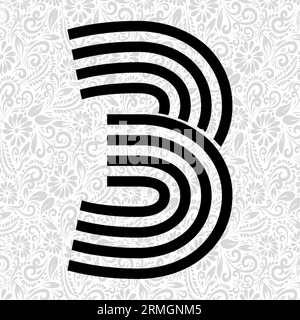 Number 3 Latter Art, Alphabet Letter Design, Alphabet Letter illustration, Latter Art, lettering illustration, Alphabet Vector, Font Vector Stock Vector