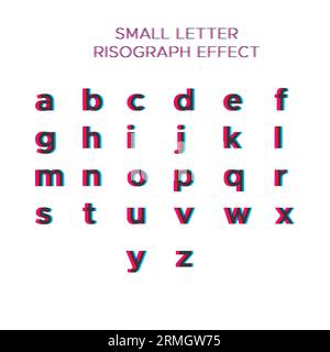 small alphabet risograph effect Stock Vector