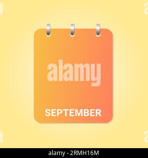 Daily calendar of September month on white paper note. Cover Stock Vector