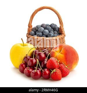 summer fruit mix path isolated on white Stock Photo