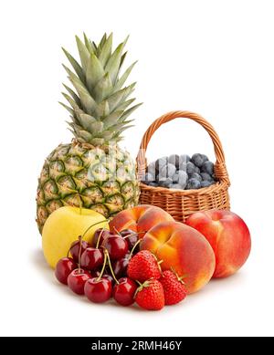 summer fruit mix path isolated on white Stock Photo
