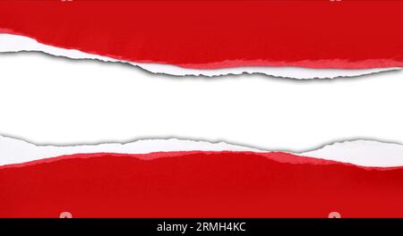 Gap in torn red paper. Copy space Stock Photo