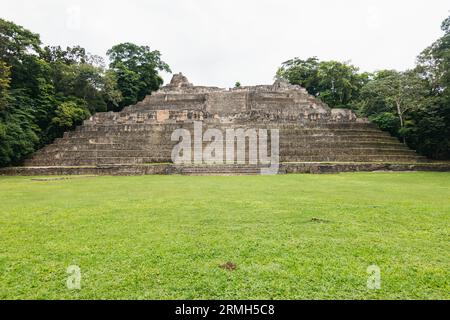 Caana ('Sky Place'), the largest temple at Caracol, a Mayan city dating back to 1200 BCE located in present-day Belize Stock Photo