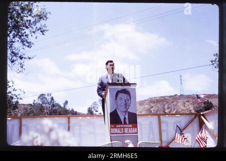 Hollywood actor Ronald Reagan campaigns for California governor in 1966 in Southern California. Stock Photo