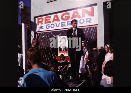 Hollywood actor Ronald Reagan campaigns for California governor in 1966 in Southern California. Stock Photo