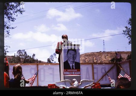 Hollywood actor Ronald Reagan campaigns for California governor in 1966 in Southern California. Stock Photo