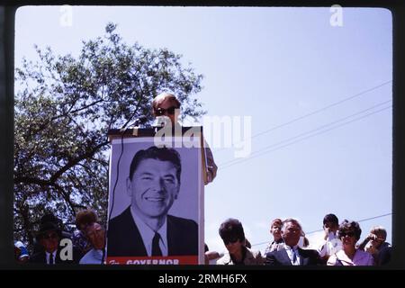 Hollywood actor Ronald Reagan campaigns for California governor in 1966 in Southern California. Stock Photo