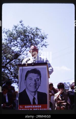 Hollywood actor Ronald Reagan campaigns for California governor in 1966 in Southern California. Stock Photo