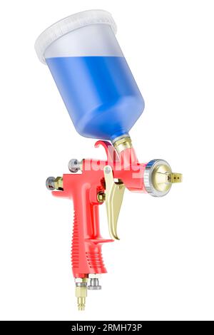 Paint spray gun, 3D rendering isolated on white background Stock Photo
