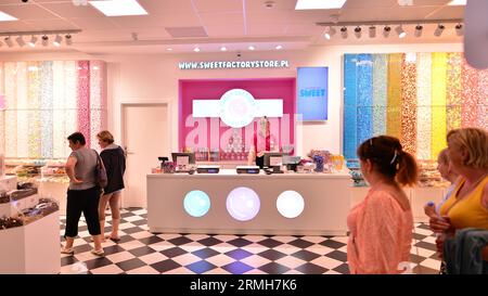 Swinoujscie, Poland. 15 August 2023. Inside Sweet Factory Store. Stock Photo