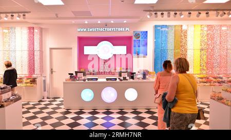 Swinoujscie, Poland. 15 August 2023. Inside Sweet Factory Store. Stock Photo