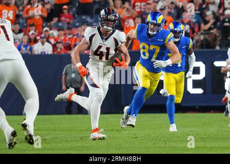 Denver Broncos linebacker Drew Sanders (41) lines up during an NFL pre- season game against the Arizona Cardinals, Friday, Aug. 11, 2023, in  Glendale, Ariz. (AP Photo/Rick Scuteri Stock Photo - Alamy