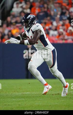 Denver Broncos linebacker Aaron Patrick (94) against the Los Angeles Rams  of an NFL football game Saturday, Aug 26, 2023, in Denver. (AP Photo/Bart  Young Stock Photo - Alamy