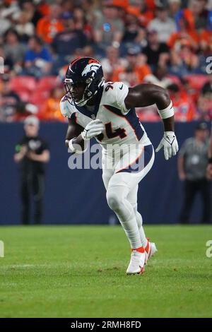 Denver Broncos linebacker Aaron Patrick (94) during the first half of an  NFL football game against the Las Vegas Raiders, Sunday, Oct 2, 2022, in  Las Vegas. (AP Photo/Rick Scuteri Stock Photo - Alamy