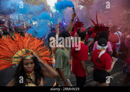London, UK. 28 August 2023. Millions have flocked to West London to celebrate Notting Hill Carnival, Europe's largest street festival celebrating Caribbean culture. Credit: Kiki Streitberger / Alamy Live News Stock Photo