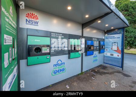 The NSW Government continues to roll out its container deposit scheme known as Return and Earn, this one in Tenterfield in northern new south wales Stock Photo