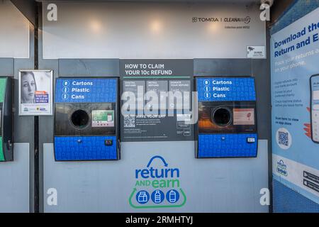 The NSW Government continues to roll out its container deposit scheme known as Return and Earn, this one in Tenterfield in northern new south wales Stock Photo