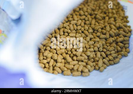 Pet food, special food for pet rodents, transmitting food care and well-being to your furry friend. Nutritious and balanced food for pet rodents, prov Stock Photo