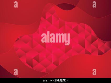 Corporate red low poly background with waves abstract background. Vector design Stock Vector