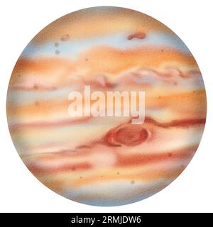 Jupiter - the fifth planet in the solar system. isolated object. For schools, astronomy lesson, notebook covers, and diaries. Astrology: patron of the Stock Photo