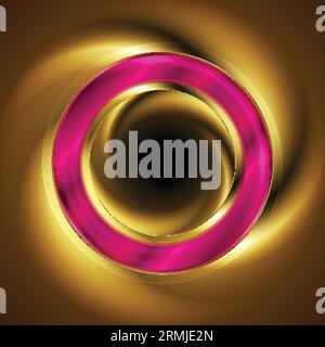 Abstract glowing neon bright purple ring circle on orange background. Vector design Stock Vector