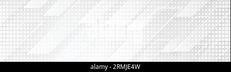 Light grey abstract technology header banner with halftone squares texture. Vector background Stock Vector