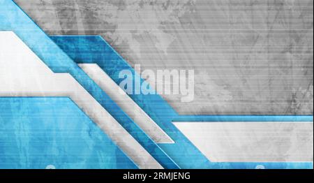 Blue and grey tech grunge abstract background. Vector design Stock Vector