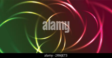 Green purple glowing neon circles abstract background. Vector design Stock Vector