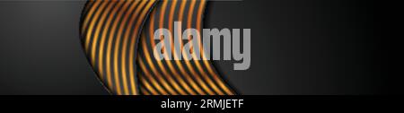 Black corporate wavy banner with golden lines. Vector background Stock Vector