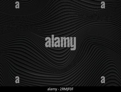Black liquid abstract 3d refracted waves abstract background. Vector design Stock Vector
