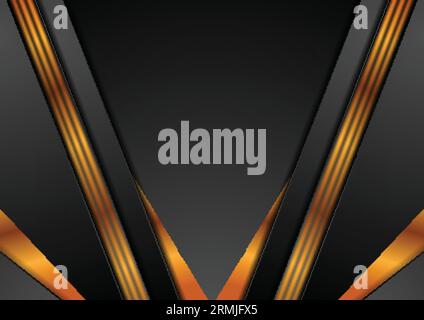 Black abstract corporate background with bronze lines. Vector design ...