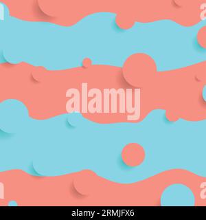 Bright abstract circles and waves minimal background. Vector pastel colors design Stock Vector