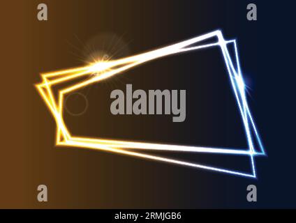 Blue and orange neon geometric frame background. Vector illustration Stock Vector