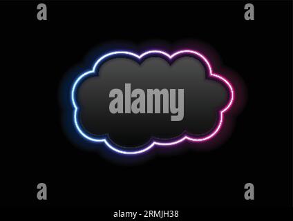 Black and glowing neon cloud hi-tech abstract background. Vector cloud storage design Stock Vector