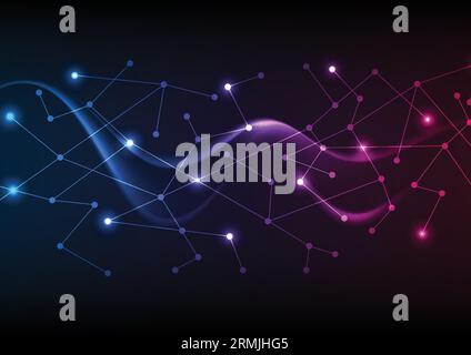 Technology low poly neon abstract wavy background. Vector design Stock Vector